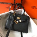 「#4005」 Hermes black Mini Kelly 20cm