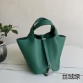 「#4458」 Hermes Velvet Green Silver Buckle 18cmPicotin Lock 18cm