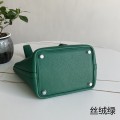 「#4458」 Hermes Velvet Green Silver Buckle 18cmPicotin Lock 18cm