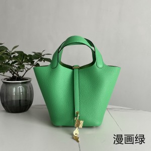 「#4459」 Hermes Cartoon Green Gold Buckle 18cmPicotin Lock 18cm