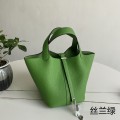 「#4463」 Hermes Yucca Green Silver Buckle 18cmPicotin Lock 18cm