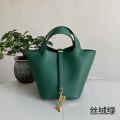 「#4464」 Hermès Velvet Green Gold Buckle 18cm Picotin Lock 18cm