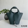 「#4467」 Hermes cypress green silver buckle 18cm Picotin Lock 18cm