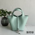 「#4469」 Hermes mint green silver buckle 18cm Picotin Lock 18cm