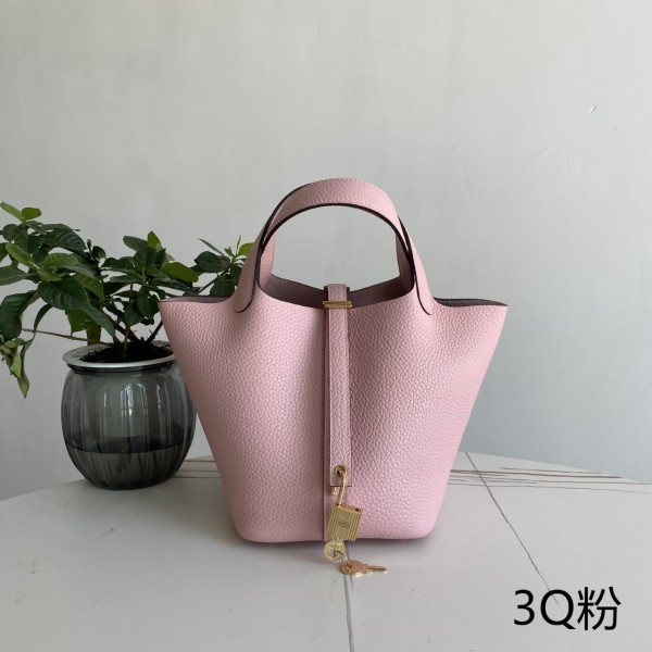 「#4487」 Hermès 3Q pink gold buckle 18cm Picotin Lock 18cm