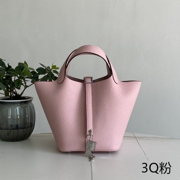 「#4488」 Hermes 3Q Pink Silver Buckle 18cm Picotin Lock 18cm 「#4488」 Hermes 3Q Pink Silver Buckle 18cm Picotin Lock 18cm