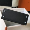 「#4058」Hermès Black Kelly Bag Silver Buckle 25cm