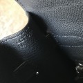 「#4058」Hermès Black Kelly Bag Silver Buckle 25cm