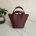 「#4493」 Hermes Burgundy Silver Buckle 18cm Picotin Lock 18cm