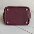 「#4493」 Hermes Burgundy Silver Buckle 18cm Picotin Lock 18cm