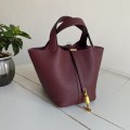 「#4494」 Hermes Burgundy Gold Buckle 18cm Picotin Lock 18cm