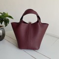 「#4494」 Hermes Burgundy Gold Buckle 18cm Picotin Lock 18cm