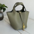 「#4497」 Hermes Sage Green Gold Buckle 18cm Picotin Lock 18cm