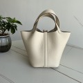 「#4499」 Hermes Cream White Gold Buckle Picotin Lock 18cm