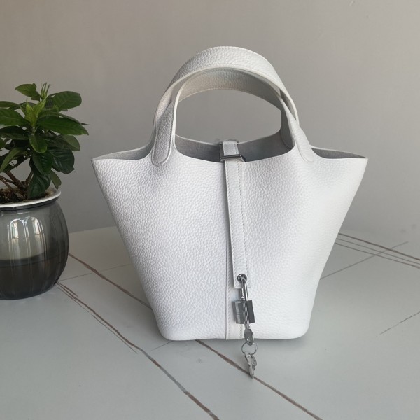 「#4501」 Hermès pure silver buckle Picotin Lock 18cm