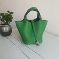 「#4504」 Hermès Bamboo Green Silver Buckle Picotin Lock 18cm