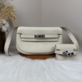 「#4506」 Hermès Moon Bag Beige Silver Buckle Kelly Moove Large Bag 17cm Small Bag 7.5cm