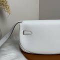 「#4508」 Hermès Moon Bag Cream Grey Silver Buckle Swift Leather Kelly Moove Large Bag 17cm Small Bag 7.5cm