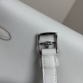 「#4508」 Hermès Moon Bag Cream Grey Silver Buckle Swift Leather Kelly Moove Large Bag 17cm Small Bag 7.5cm