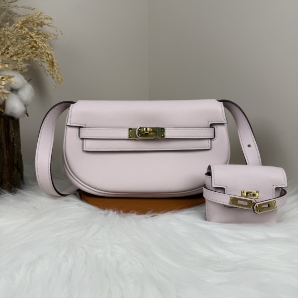 「#4509」 Hermès Moon Bag Fantasy Purple Gold Buckle Swift Leather Kelly Moove Large Bag 17cm Small Bag 7.5cm