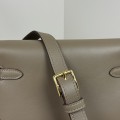 「#4512」 Hermès Moon Bag Elephant Grey Gold Buckle Swift Leather Kelly Moove Large Bag 17cm Small Bag 7.5cm