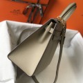 「#4060」Hermès Trench Coat Gray Kelly Bag Gold Buckle 25cm