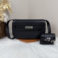 「#4517」 Hermès Moon Bag Black Silver Buckle Swift Leather Kelly Moove Large Bag 17cm Small Bag 7.5cm