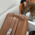 「#4520」 Hermès Moon Bag Golden Brown Silver Buckle Swift Leather Kelly Moove Large Bag 17cm Small Bag 7.5cm