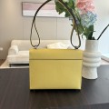 「#4522」 Hermes Pistol Bag Chick Yellow Verrou Epsom Leather Stainless Steel Hardware Semi-Handmade Wax Thread Sewing 21cm