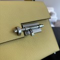 「#4522」 Hermes Pistol Bag Chick Yellow Verrou Epsom Leather Stainless Steel Hardware Semi-Handmade Wax Thread Sewing 21cm