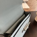 「#4523」 Hermes Pistol Bag Haze Blue Verrou Epsom Leather Stainless Steel Hardware Semi-Handmade Wax Thread Sewing 21cm