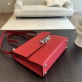 「#4528」 Hermes pistol bag red Verrou epsom leather stainless steel hardware semi-handmade wax thread sewing 21cm 「#4528」 Hermes pistol bag red Verrou epsom leather stainless steel hardware semi-handmade wax thread sewing 21cm