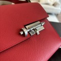 「#4528」 Hermes pistol bag red Verrou epsom leather stainless steel hardware semi-handmade wax thread sewing 21cm 「#4528」 Hermes pistol bag red Verrou epsom leather stainless steel hardware semi-handmade wax thread sewing 21cm