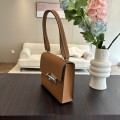 「#4529」 Hermès pistol bag golden brown Verrou epsom leather stainless steel hardware semi-handmade wax thread sewing 21cm