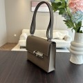 「#4532」 Hermes pistol bag elephant grey Verrou epsom leather stainless steel hardware semi-handmade wax thread sewing 21cm