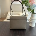 「#4532」 Hermes pistol bag elephant grey Verrou epsom leather stainless steel hardware semi-handmade wax thread sewing 21cm