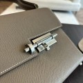 「#4532」 Hermes pistol bag elephant grey Verrou epsom leather stainless steel hardware semi-handmade wax thread sewing 21cm