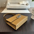 「#4533」 Hermes pistol bag biscuit color Verrou epsom leather stainless steel hardware semi-handmade wax thread sewing 21cm