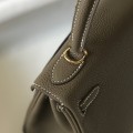 「#4062」 Hermes Elephant Grey Kelly Bag Gold Buckle 25cm