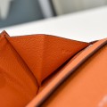 「#4546」 Hermes Orange Suit Clip Epsom Leather 17*9cm