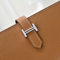 「#4547」 Hermes Khaki Suit Clip Epsom Leather 17*9cm