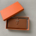 「#4554」 Hermes golden brown suit wallet bearn wallet togo leather 17.5*9cm