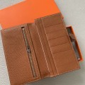 「#4554」 Hermes golden brown suit wallet bearn wallet togo leather 17.5*9cm