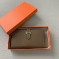 「#4555」 Hermes suit clip bearn wallet togo leather 17.5*9cm