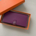 「#4556」 Hermes purple suit wallet bearn wallet togo leather 17.5*9cm
