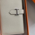 「#4557」 Hermes Rainfall Gray Suit Clip Bearn Wallet Togo Leather 17.5*9cm