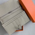 「#4557」 Hermes Rainfall Gray Suit Clip Bearn Wallet Togo Leather 17.5*9cm