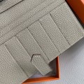 「#4557」 Hermes Rainfall Gray Suit Clip Bearn Wallet Togo Leather 17.5*9cm