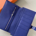 「#4558」 Hermes Sapphire Blue Suit Wallet Bearn Wallet Togo Leather 17.5*9cm