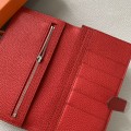 「#4559」 Hermes Red Suit Clip Bearn Wallet Togo Leather 17.5*9cm